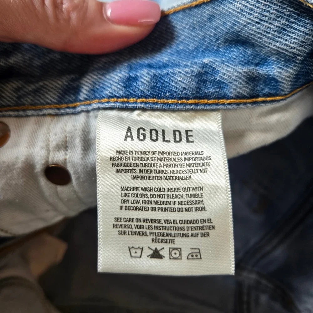 AGOLDE Parker High Rise Distressed Denim Shorts Light Wash Size 30 A026-811